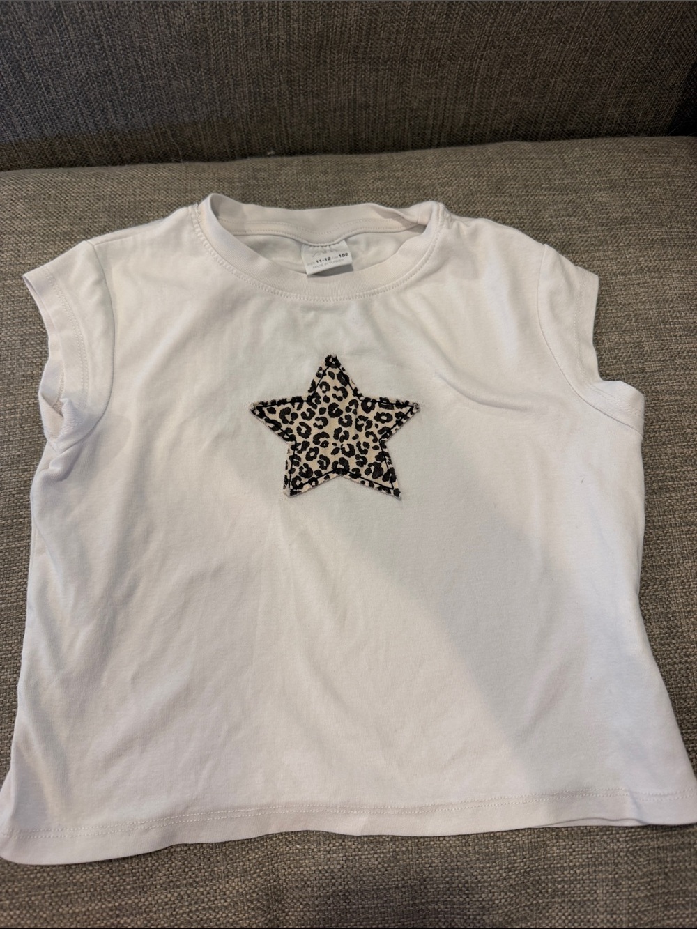 Kids White Tee with Leopard Star Accent